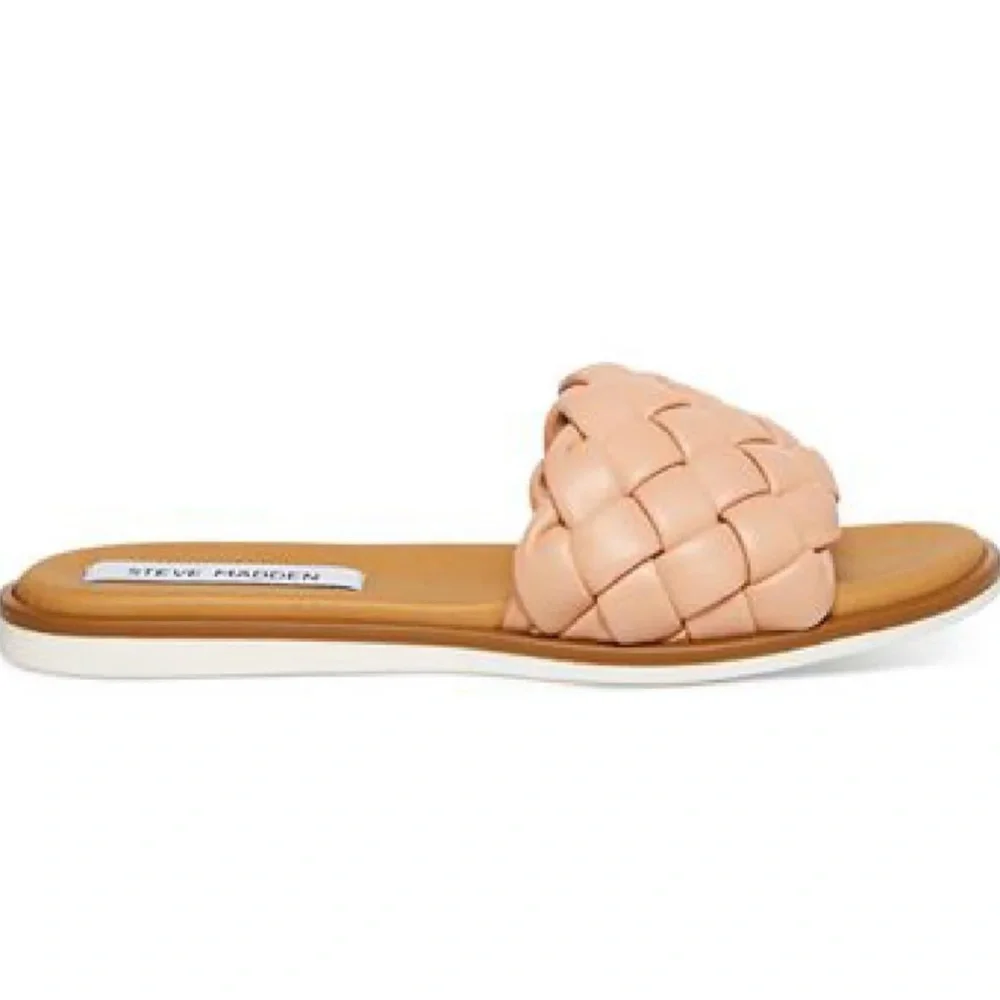 Steve Madden Womens Paislee Blush Braided Open Toe Slide Sandals Size 6 NIB - Picture 2 of 9